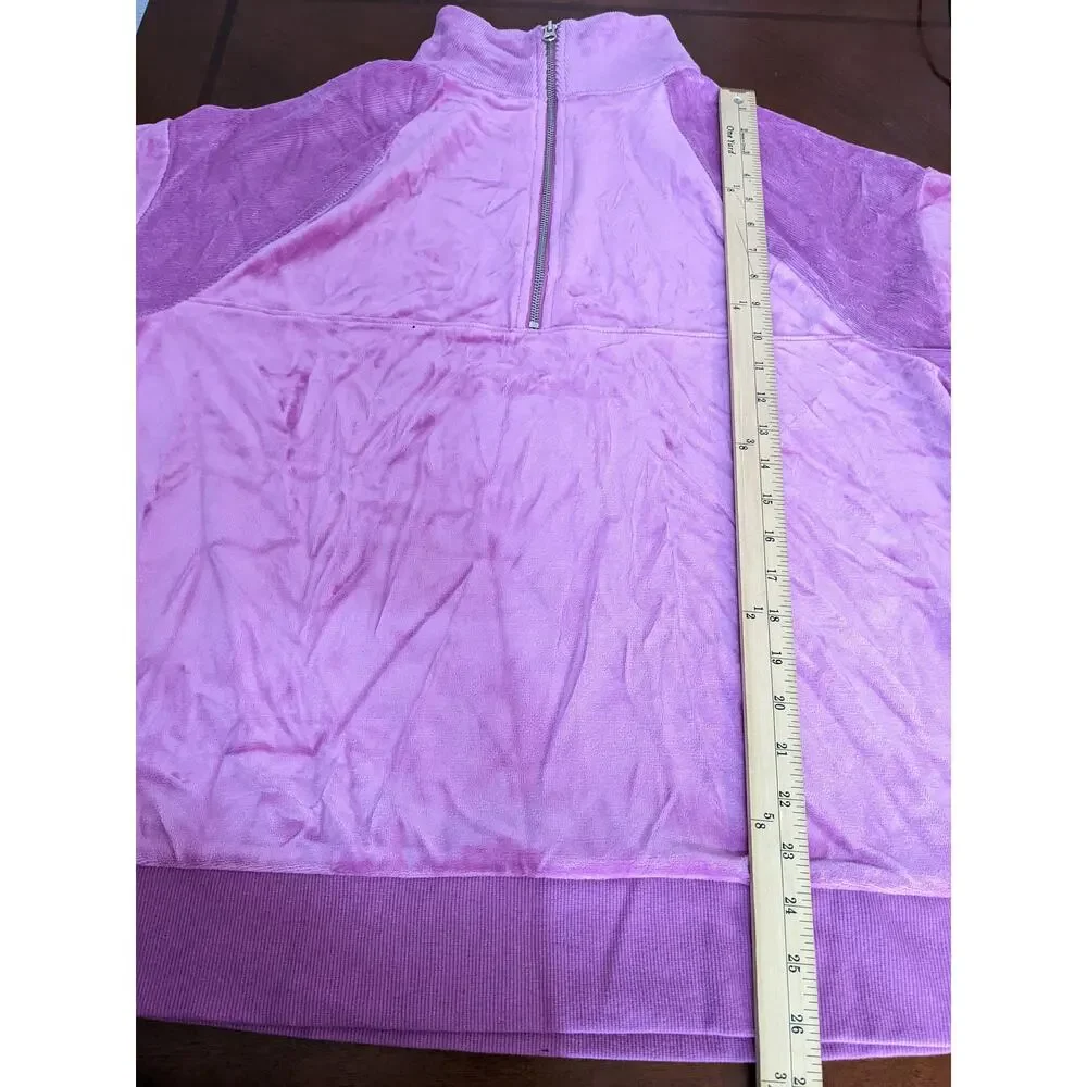 Wild Fable Quarter‎ Zip Sweatshirt Medium Purple Velour Jacket Relaxed Fit Layer - Picture 8 of 12